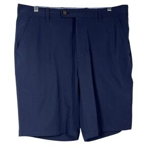 J McLaughlin Sz 33 Shorts Mens Silas Performance Navy Blue Golf Zippered Pockets